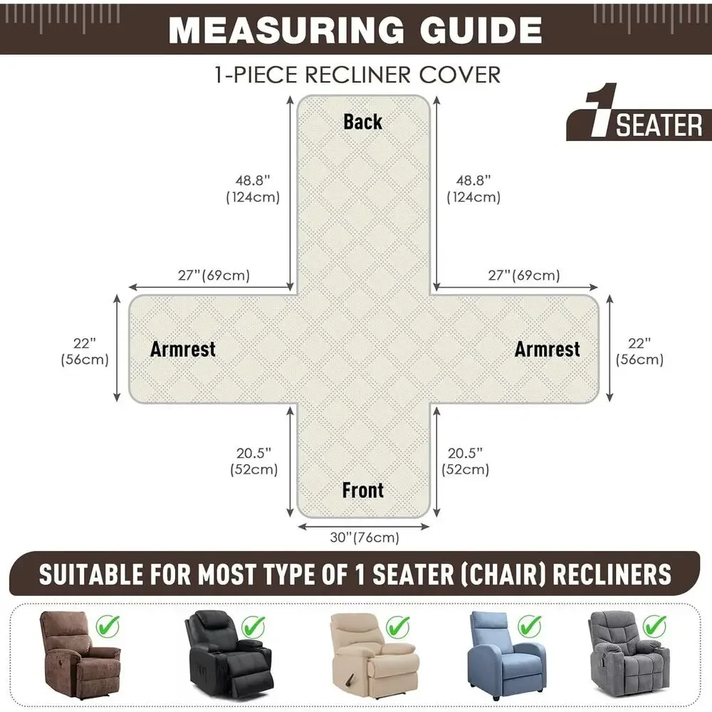 TAOCOCO Waterproof Recliner Chair Covers 30 Inch Wide, Oversized(30'',Chocolate)